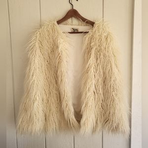 Fuzzy faux fur coat